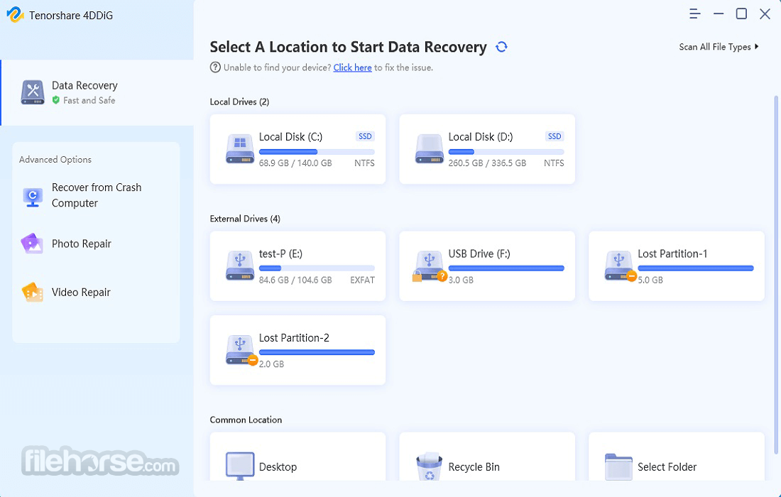 4DDiG Windows Data Recovery Screenshot 1