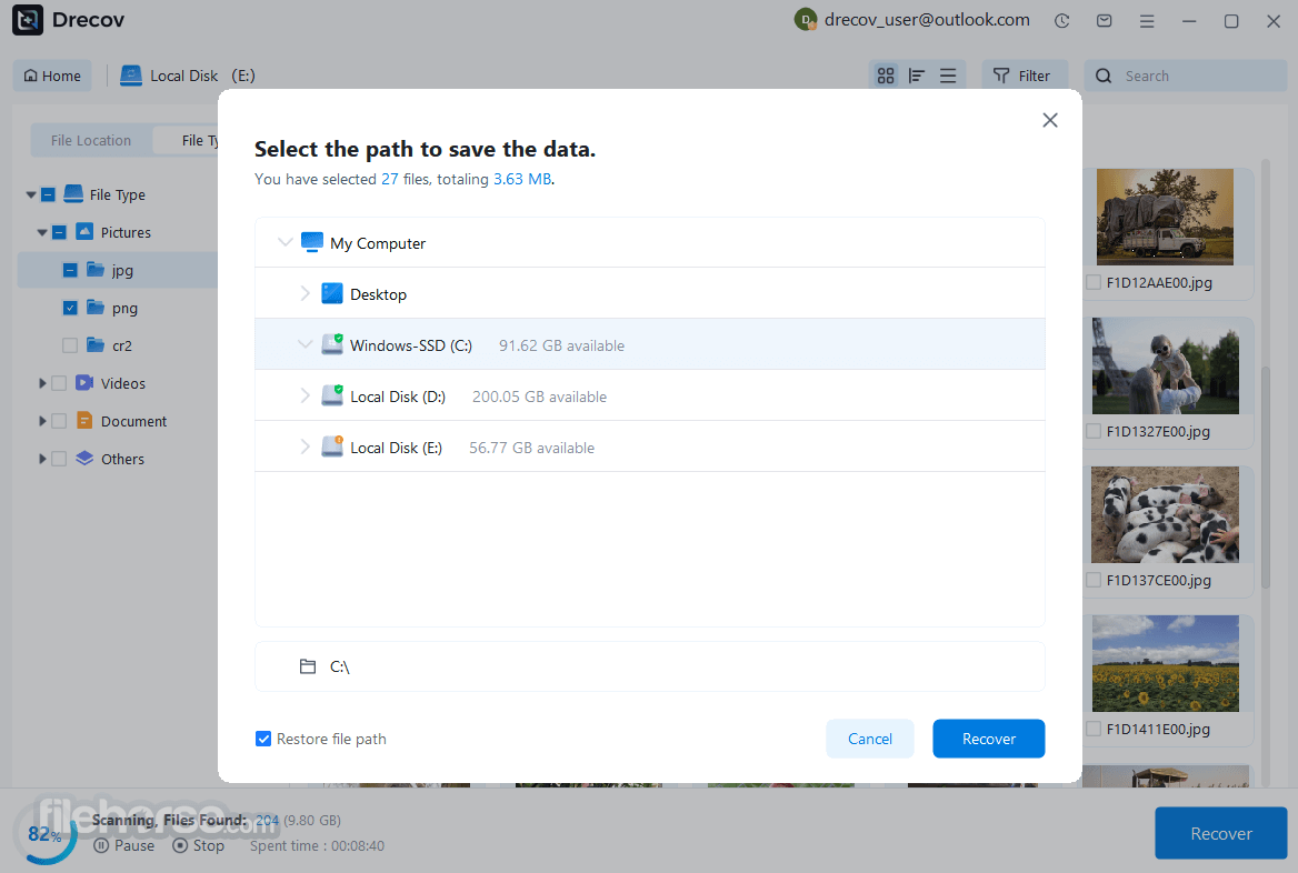 Drecov Data Recovery Screenshot 3