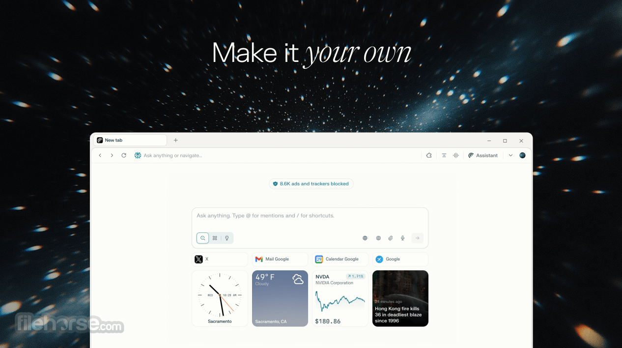 Comet Browser Screenshot 1