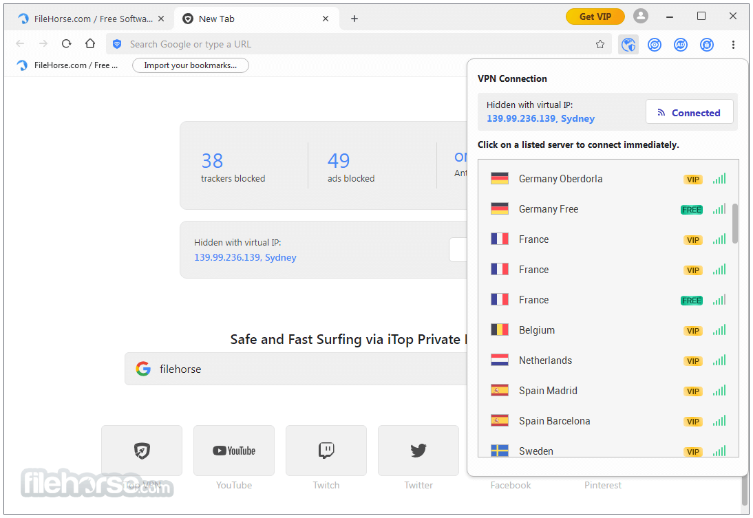 iTop Private Browser Screenshot 1
