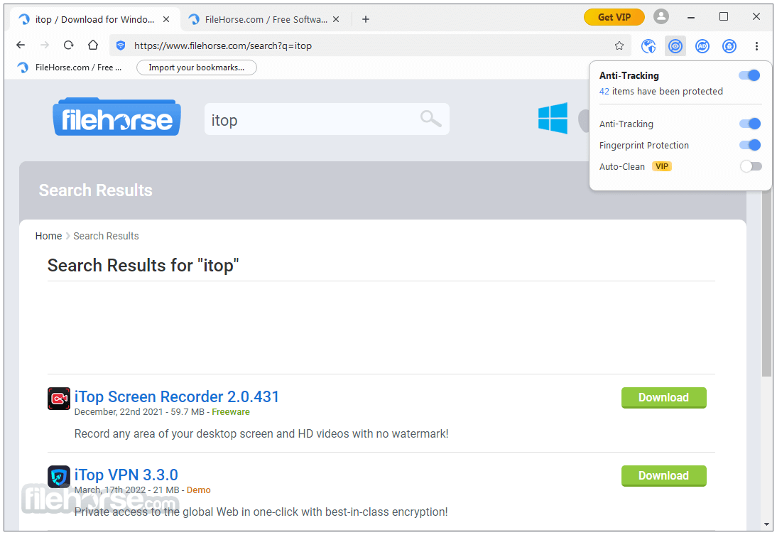 iTop Private Browser Screenshot 2