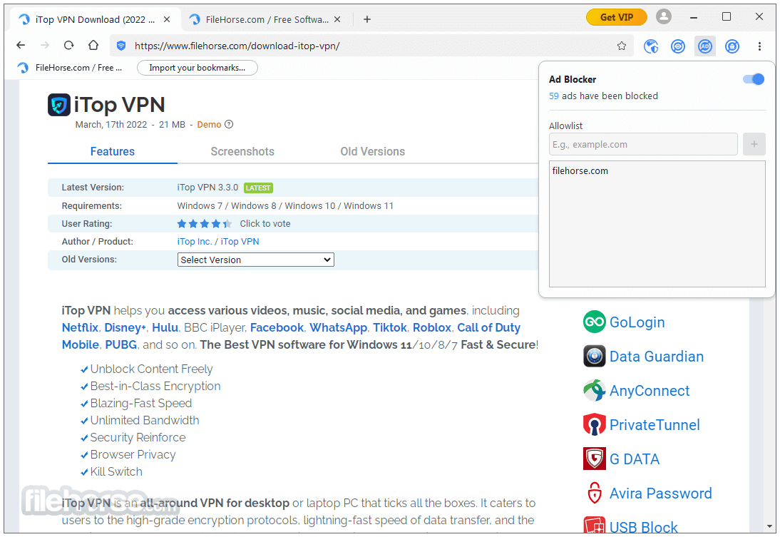 iTop Private Browser Screenshot 3