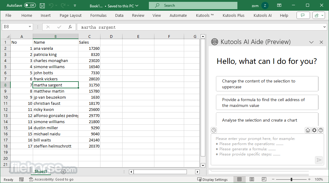 Kutools for Excel Screenshot 1