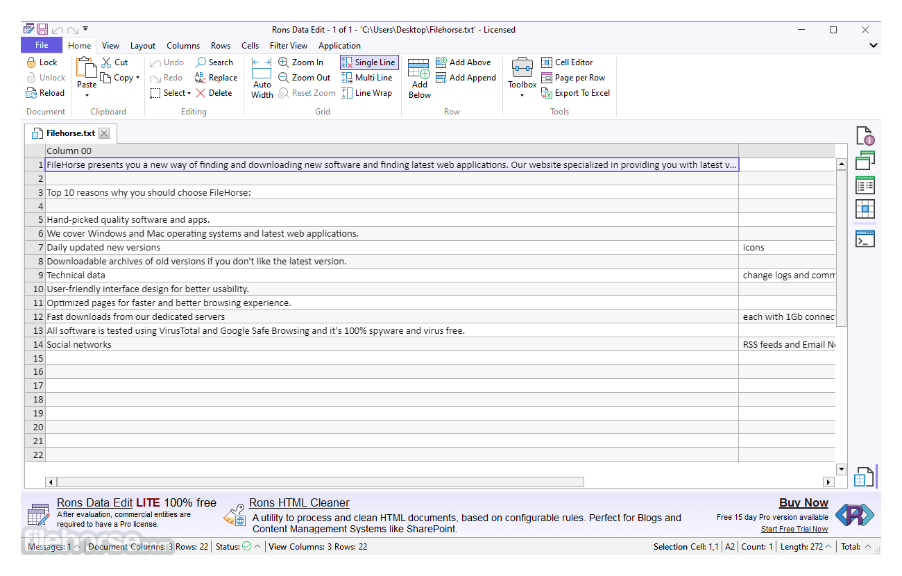 Rons Data Edit Screenshot 1