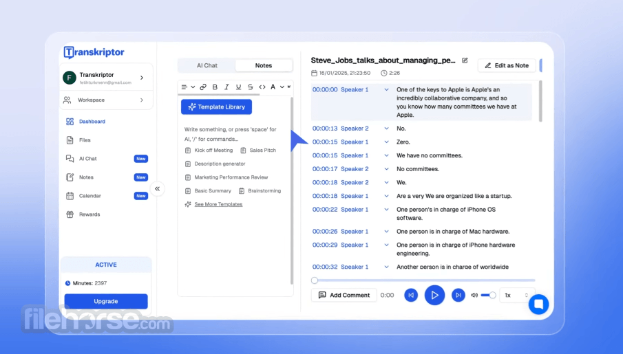 Transkriptor Screenshot 2