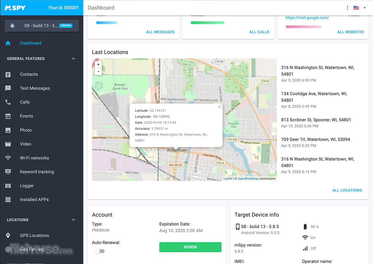 mSpy Screenshot 2