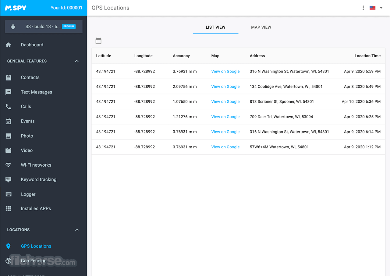 mSpy - Cell Phone Tracker Screenshot 5
