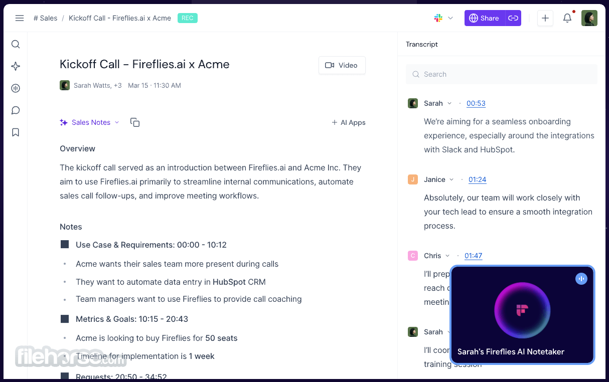 Fireflies AI Notetaker Screenshot 1
